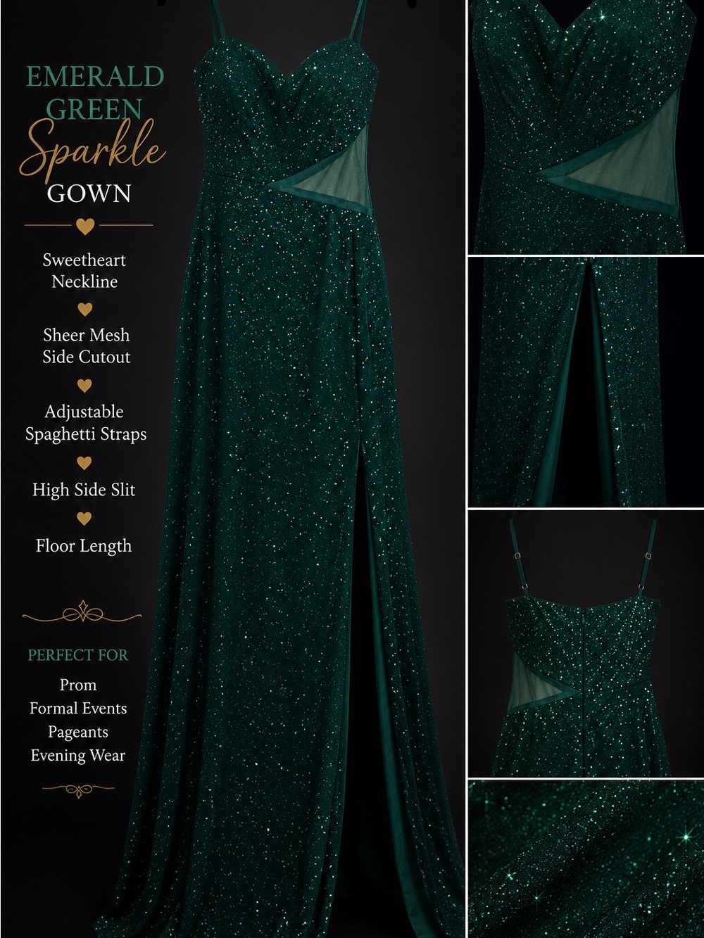 Emerald Green Sparkle Gown - Women Intimates & Sleepwear